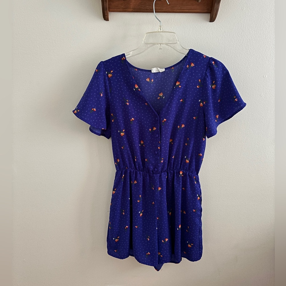 Blue Floral Romper